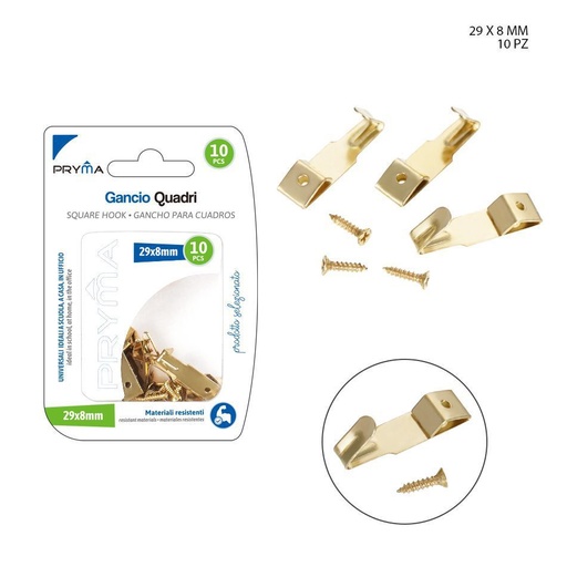 [0226376] Ganchos para cuadros 29x8mm 10pz - Artículos de ferretería y ganchos