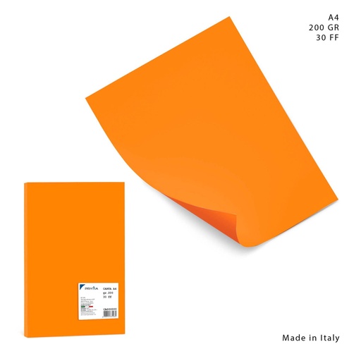 [0226091] Papel color A4 200g 30 hojas color naranja - Papelería