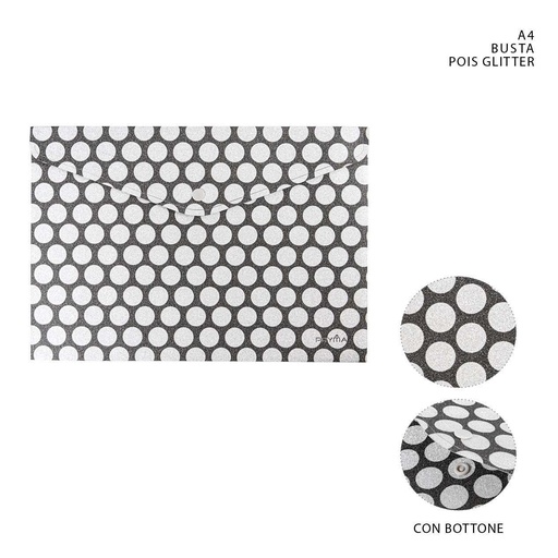 [0226305] Carpeta botón con brillantina A4 puntos - Papelería