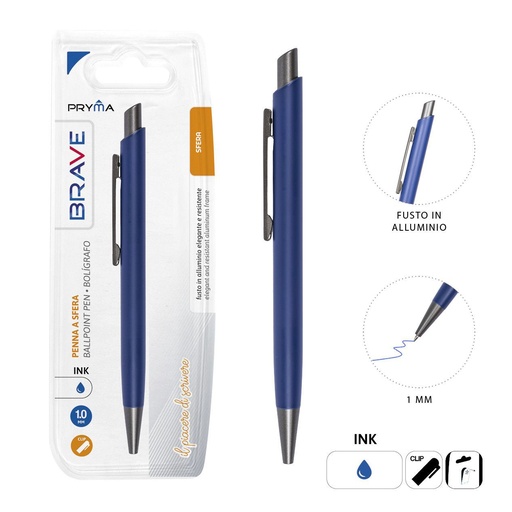 [0227375] Bolígrafo de clic de aluminio 1.00mm azul para escritura