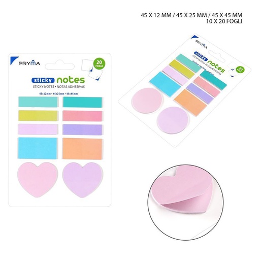[0226797] Nota adhesiva 120x180 mm 20 unidades corazón/círculo - Notas adhesivas