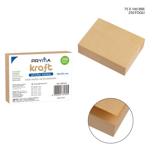 [0226806] Nota adhesiva papel kraft 75x100mm 250ff para oficina