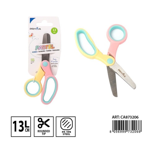[0226943] Tijera bicolor 13cm con punta redonda para material escolar