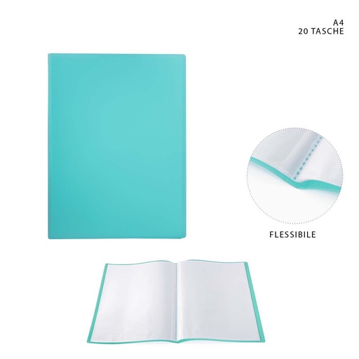 [0227356] Carpeta flexible A4 20 páginas verde agua - Accesorios de oficina