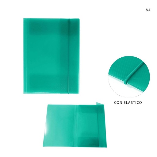 [0227368] Carpeta con goma A4 verde agua para documentos y oficina