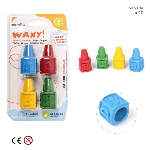 [0227461] Ceras de color para dedos 5X5CM 4PZ - Suministros de manualidades