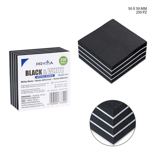 [0227738] Bloc de notas 50x50mm 250ff negro y blanco para escritura