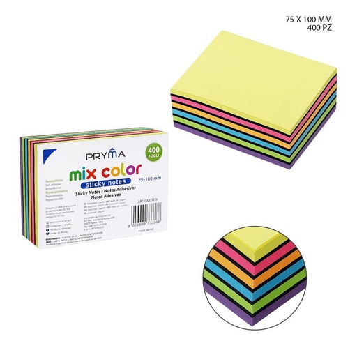 [0227745] Bloc de notas 75x100mm 400 hojas mix fluo y negro