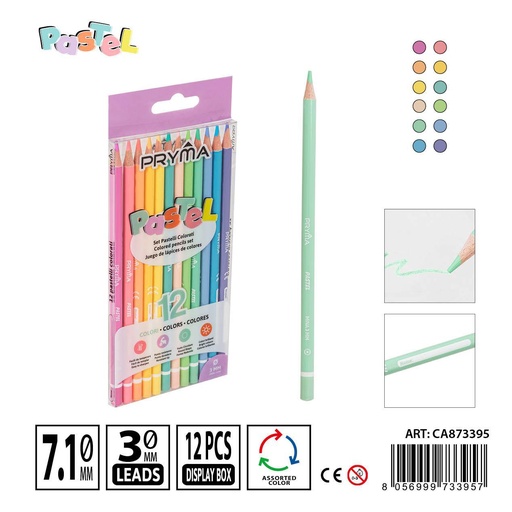 [0228861] Lápices de colores pastel 12pz - Materiales de arte