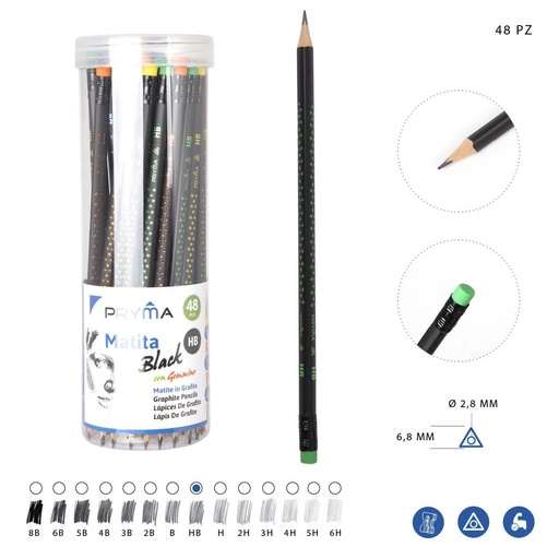 [0228864] Lápices HB con Goma Fluo 48pzas - Material de escritura y papelería