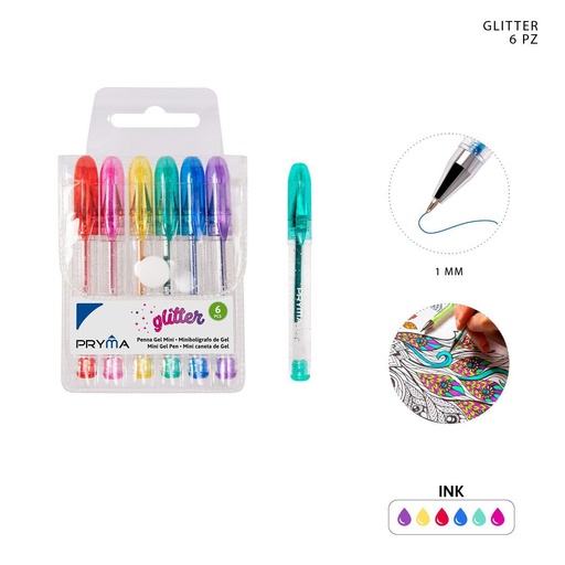 [0229436] Bolígrafo mini de gel 1MM 6PZ - Herramientas de escritura