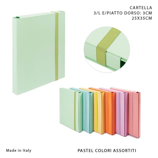 [0230268] Carpeta con goma plana D3 25x35 cm pastel - Papelería