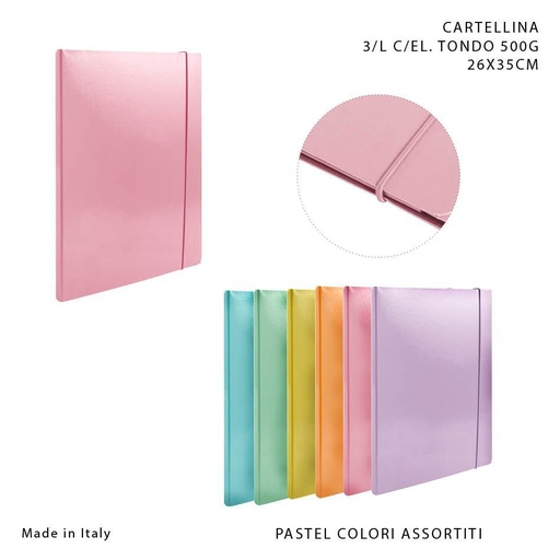 [0230272] Carpeta con goma elástica pastel 500g 26x35cm