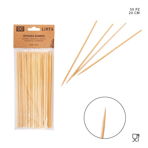 [0226364] Brochetas de Bambú 4mm x 20 cm 50 pcs - Utensilios de cocina