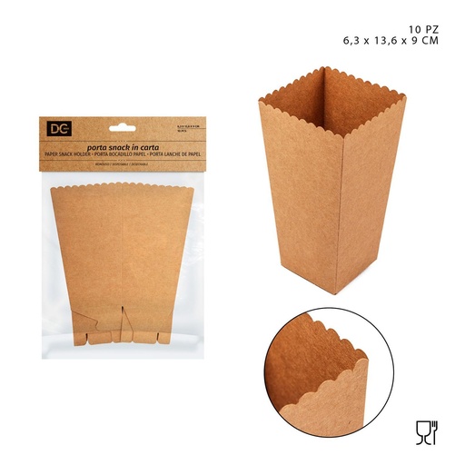 [0228852] Porta bocadillo de papel desechable 6.3x13.6x9cm 10pcs para fiestas