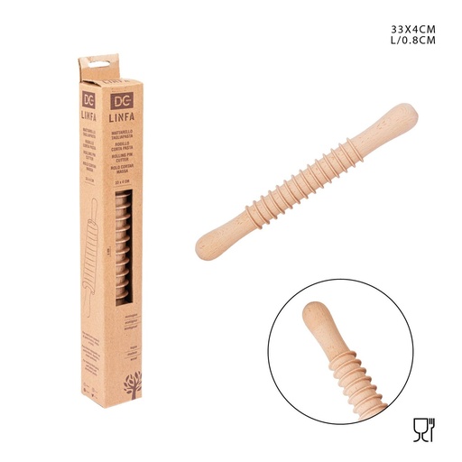 [0230110] Rodillo de madera para pasta, distancia齿轮间距 8mm 33x4 cm - Accesorios de cocina