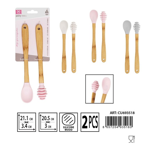 [0230160] Set cuchara giramiel silicona 21.1x3.4cm 20.5x3cm utensilios