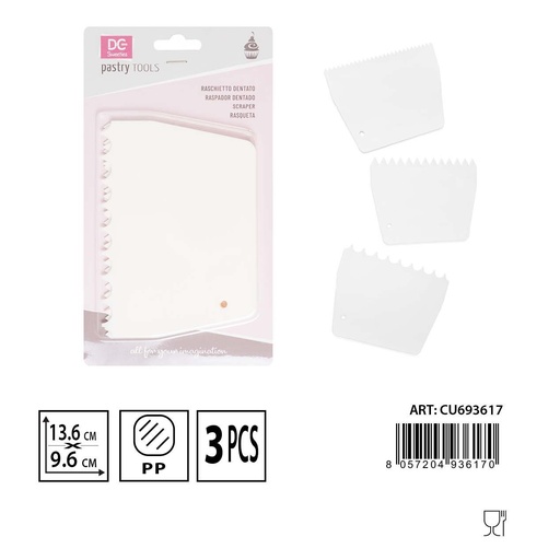 [0230332] Rascador con filo 3 pcs 13.6x9.6 cm - Utensilios de repostería