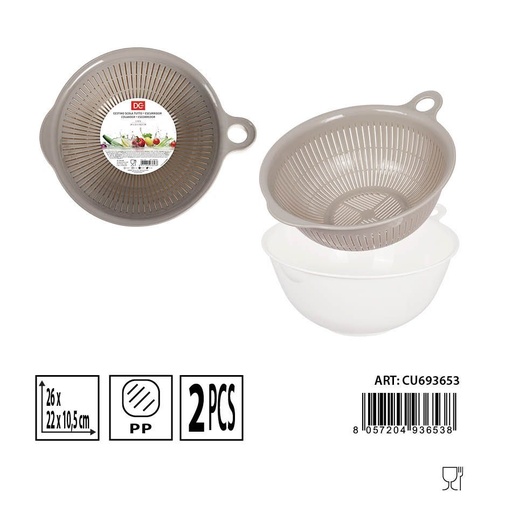 [0232846] Escurridor y bol 2pcs 26x22x10.5cm para cocina