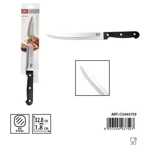 [0233361] Cuchillo rebanador 32.8x2.8cm de acero inoxidable para cocina