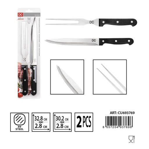[0233371] Juego de cuchillos con cuchillo de 8" y tenedor de 7" - Utensilios de cocina
