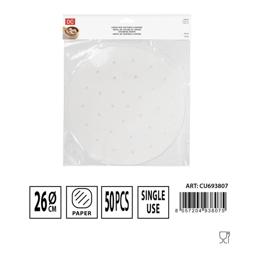 [0232853] Papel para vapor de 26 cm - 50 unidades - Accesorios de cocina desechables