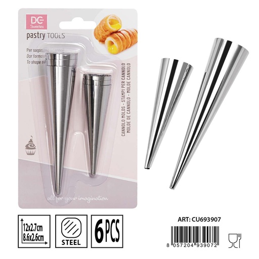 [0233850] Molde de cono 12x2.7-8.6x2.6 cm 6 unidades - Utensilios de repostería