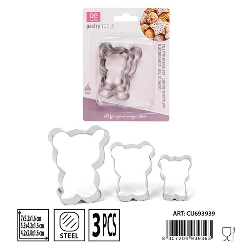 [0233590] Molde para galletas de osito 3pcs para repostería