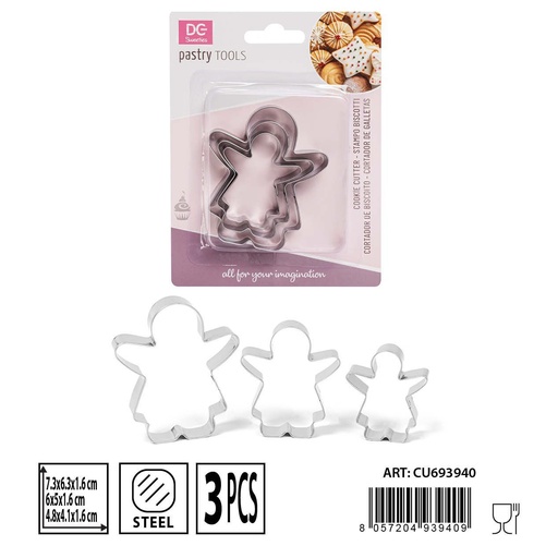 [0233591] Molde para galletas de niñas 3 pcs (tamaño grande: 7.3x6.3x1.6 cm) - Utensilios de repostería