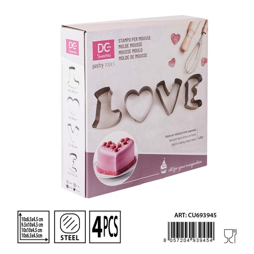 [0233597] Molde mousse del amor 4pcs para repostería