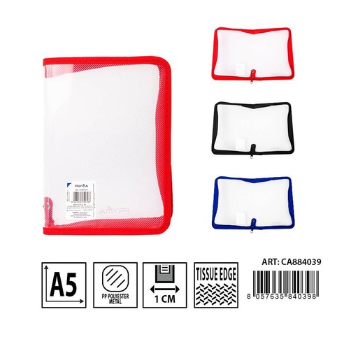 [0231802] Carpeta 4 anillas con cremallera A5 - Accesorios de oficina