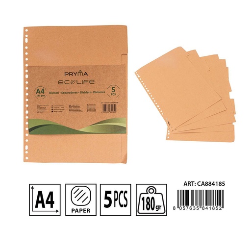 [0233426] Separadores kraft 22.2x29.5cm para documentos y archivos