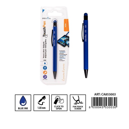 [0231317] Bolígrafo con punta táctil 1.0mm azul para dispositivos y escritura