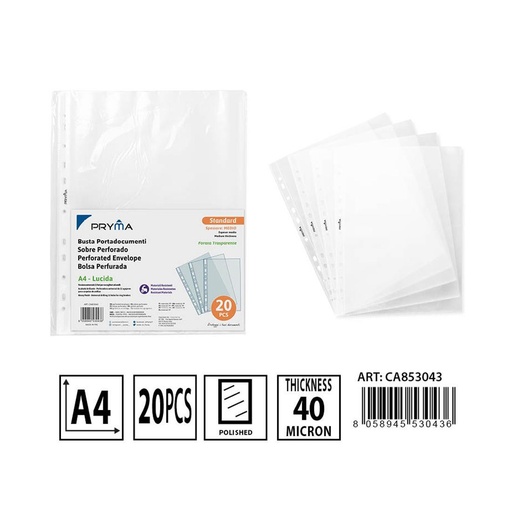 [0230733] Funda multitaladro A4 20 pz - Accesorios de oficina y organización