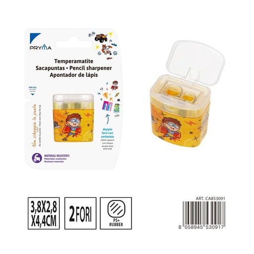 [0231096] Sacapuntas plástico doble agujero 3.8x2.8x4.4 cm - Accesorios de papelería