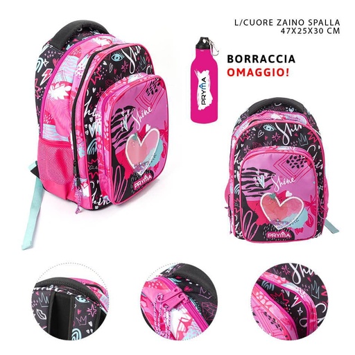 [0229909] Mochila para espalda 47x25x30 cm corazón - Mochilas y estuches