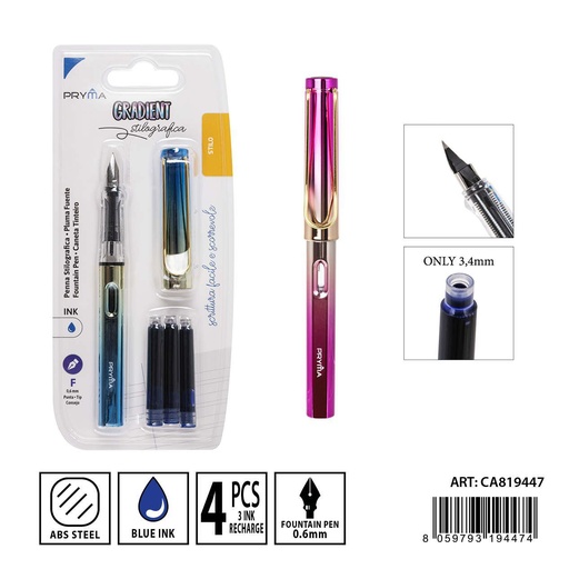 [0231103] Juego de pluma con depósito de tinta 4pz - Materiales de escritura