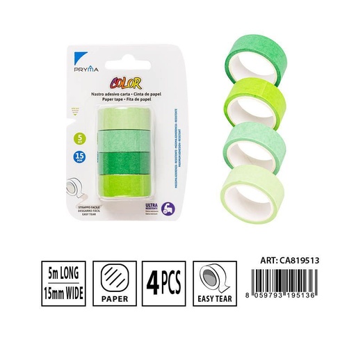 [0230509] Cinta adhesiva de papel de colores 15mmx5m para manualidades
