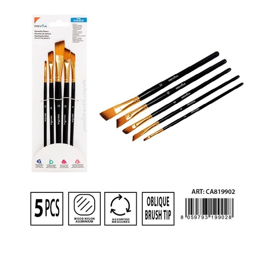 [0230900] Set de pinceles de punta oblicua 2# 4# 6# 10# 12# 5PZ - Material de arte