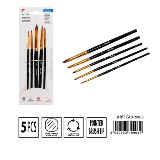 [0230901] Pinceles de punta set 2# 4# 6# 10# 12# 5pcs para pintura