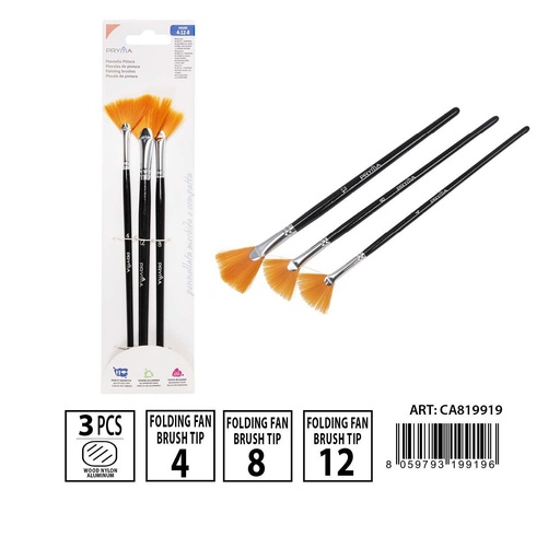 [0230913] Set de pinceles de abanico 4# 8# 12# 3 piezas - Materiales de arte
