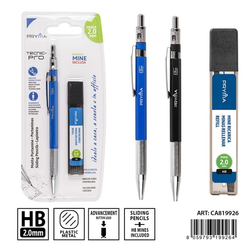 [0231088] Portaminas + minas de repuesto HB 2.0 mm 2 piezas - Útiles de escritura