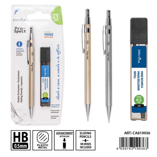 [0231084] Portaminas + 20 minas de recambio HB 0.5MM - Accesorios de escritura