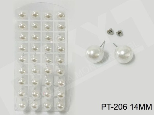 [8162090002066] Pendientes blancos de perla 14mm 18pcs