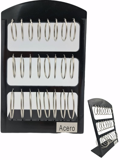 [8162250000482] Pendientes de aro, pack de 12 de acero inoxidable