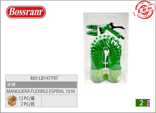 [LB147797] Manguera flexible espiral 10m para jardín y riego