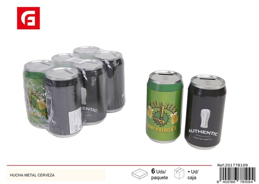 [201778109] Hucha de metal con diseño de cerveza para decoración