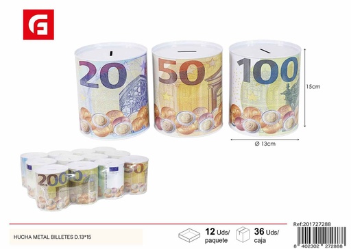 [201727288] Hucha metálica para billetes D.13*15 - Decoraciones del hogar