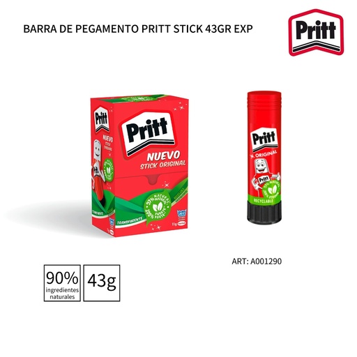 [A001290] Barra de pegamento Pritt Stick 43 g - Material de oficina