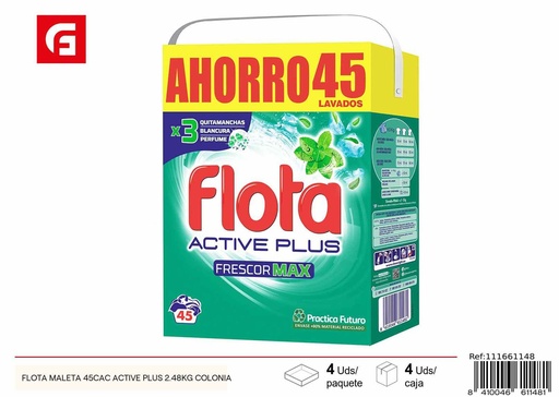 [111661148] Detergente en polvo Flota Maleta 45cac Active Plus 2.48kg para lavandería